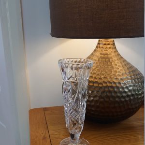 Retro Vintage Cut Glass Posy Vase with Spiral Effect or Catherine Wheel Effect Pattern - Very Good Condition - 20.5cm tall