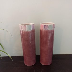 Pair of Vintage Pink Straight Vases. Very Good Condition.