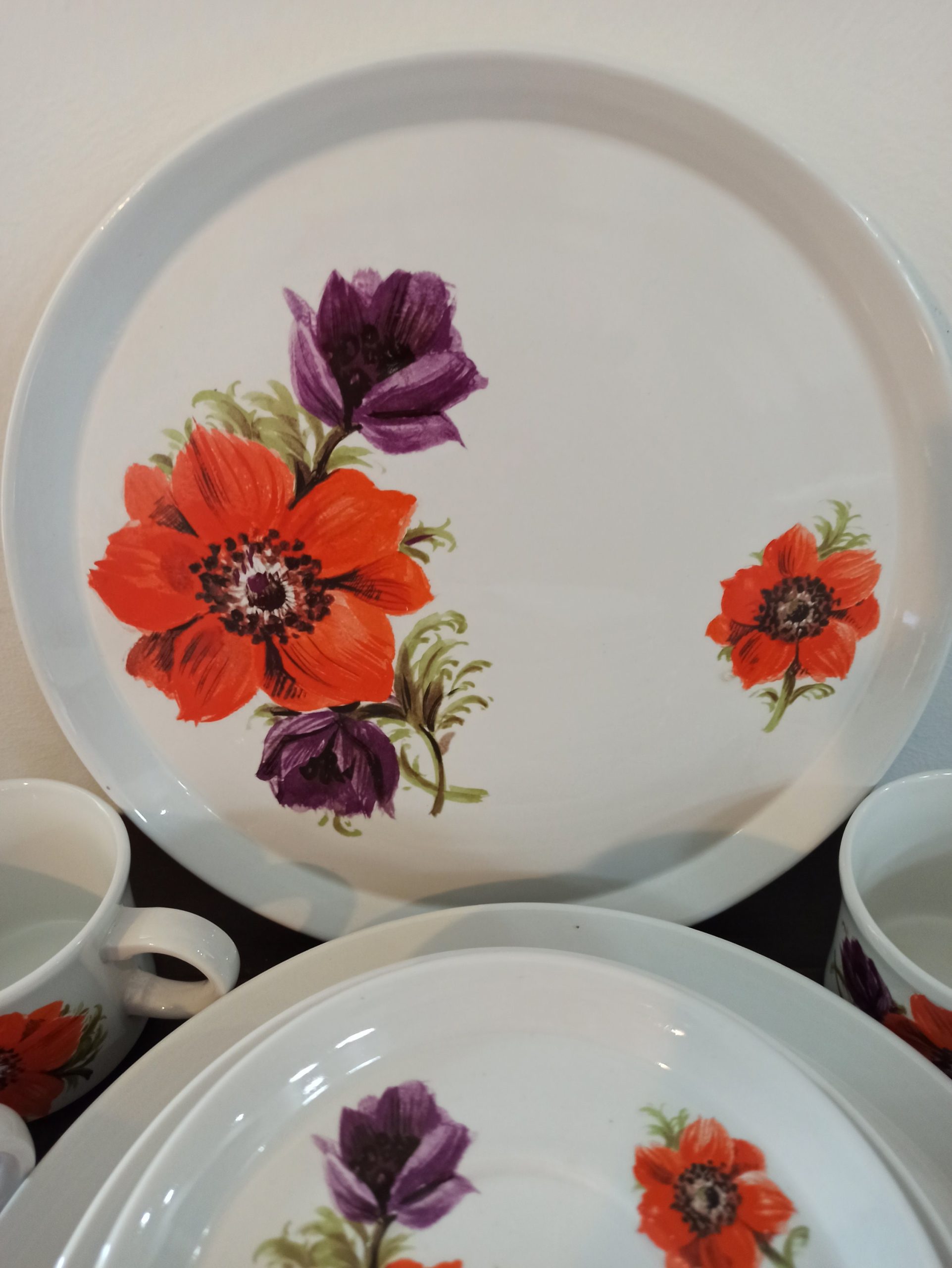 Vintage Royal Tudor Orange and Purple Floral Dinnerware Set. - Image 4