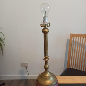 Vintage Table Lamp. Brass With Wood Base. Working.