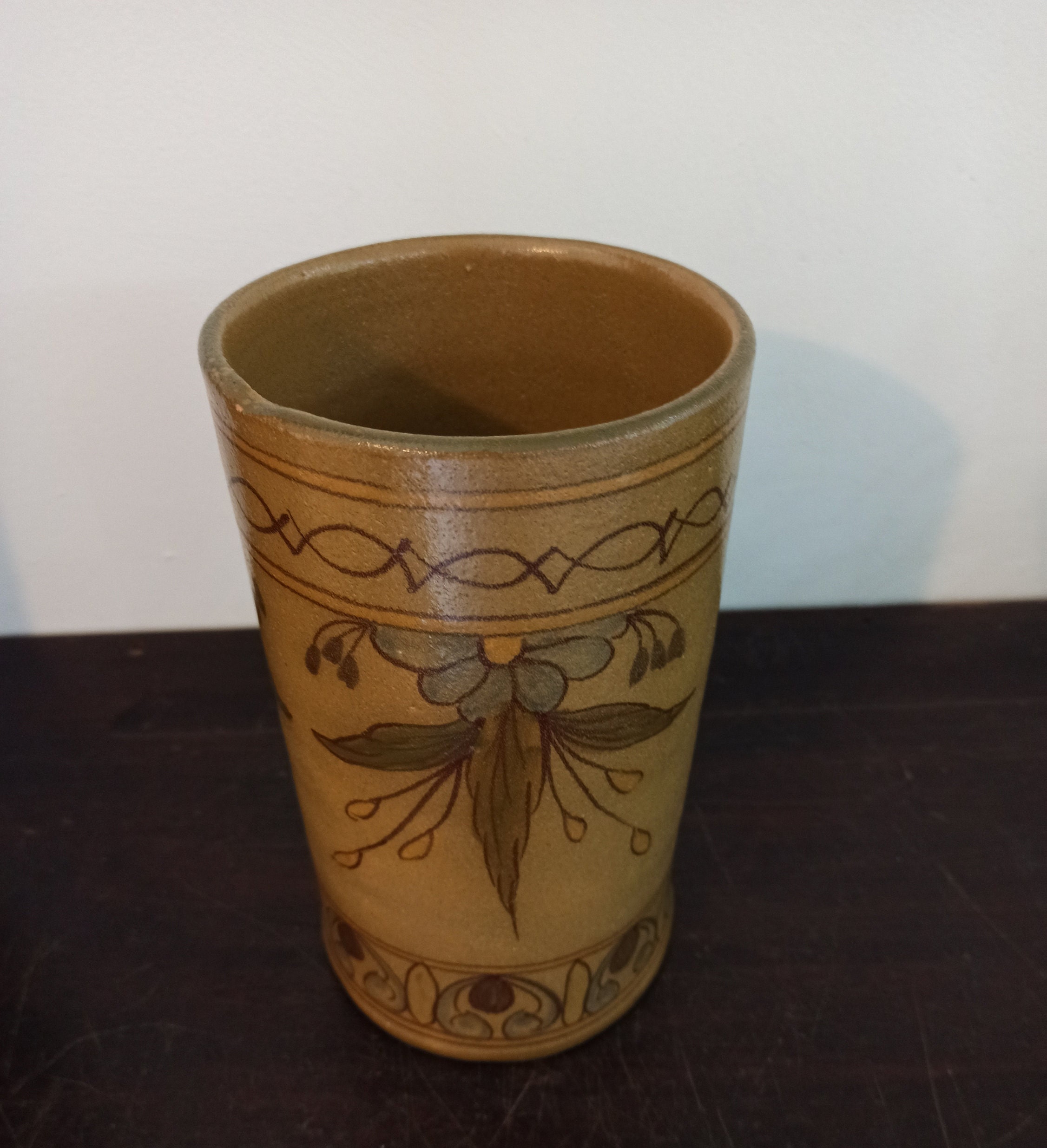 Vintage Pottery Tankard. Very Tall. Heavy. Decorative. Very Good Condition. - Image 3