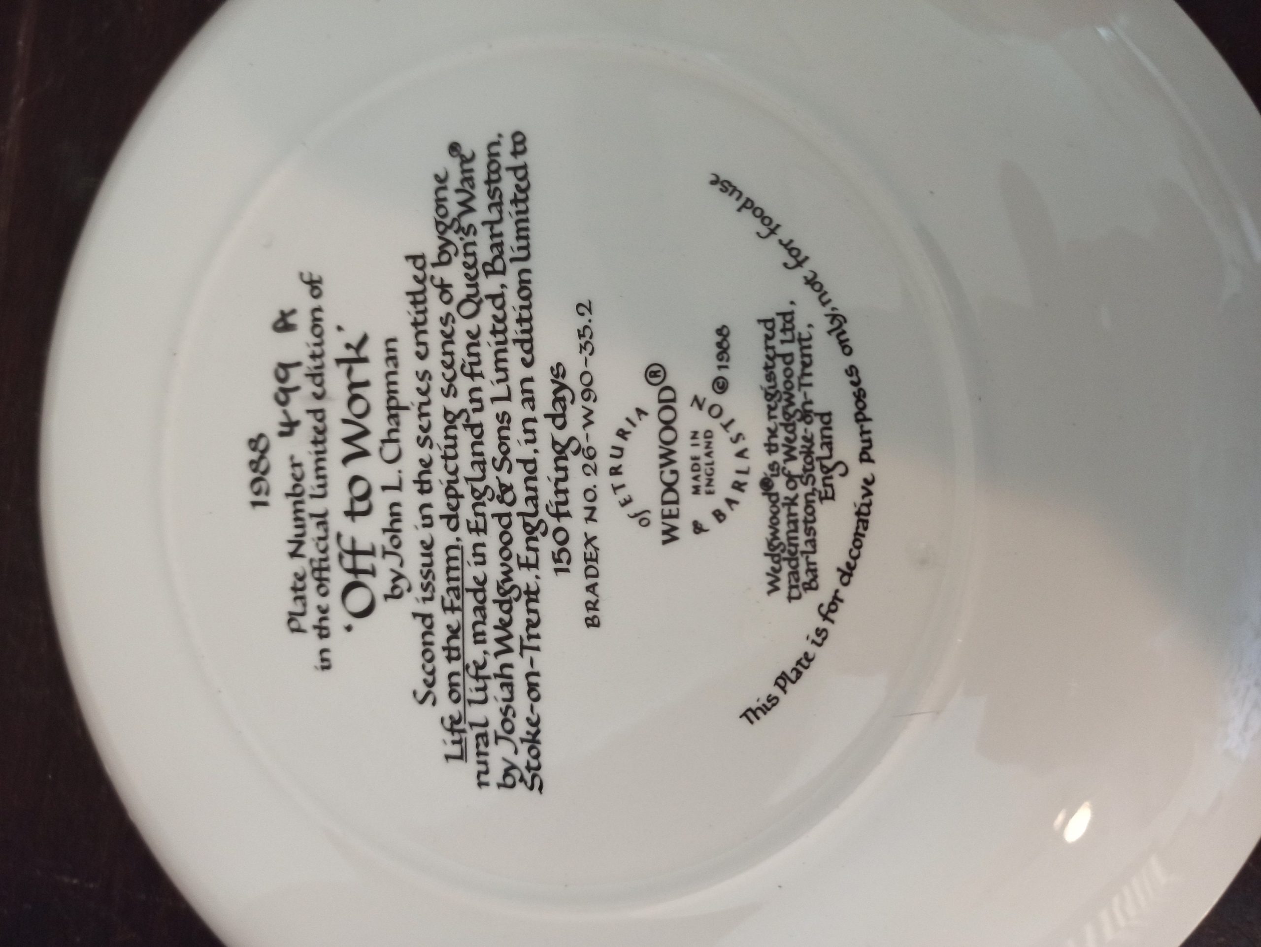 Wedgwood Collectors Plates. Excellent Condition. (7 Different). 1988 - 1990 - Image 8