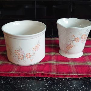 BHS "Christine" Flower Planters, One Cylindrical, One Tapered. Excellent Condition