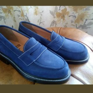 Handmade Bright Blue Boys Suede Shoes - UK size 3