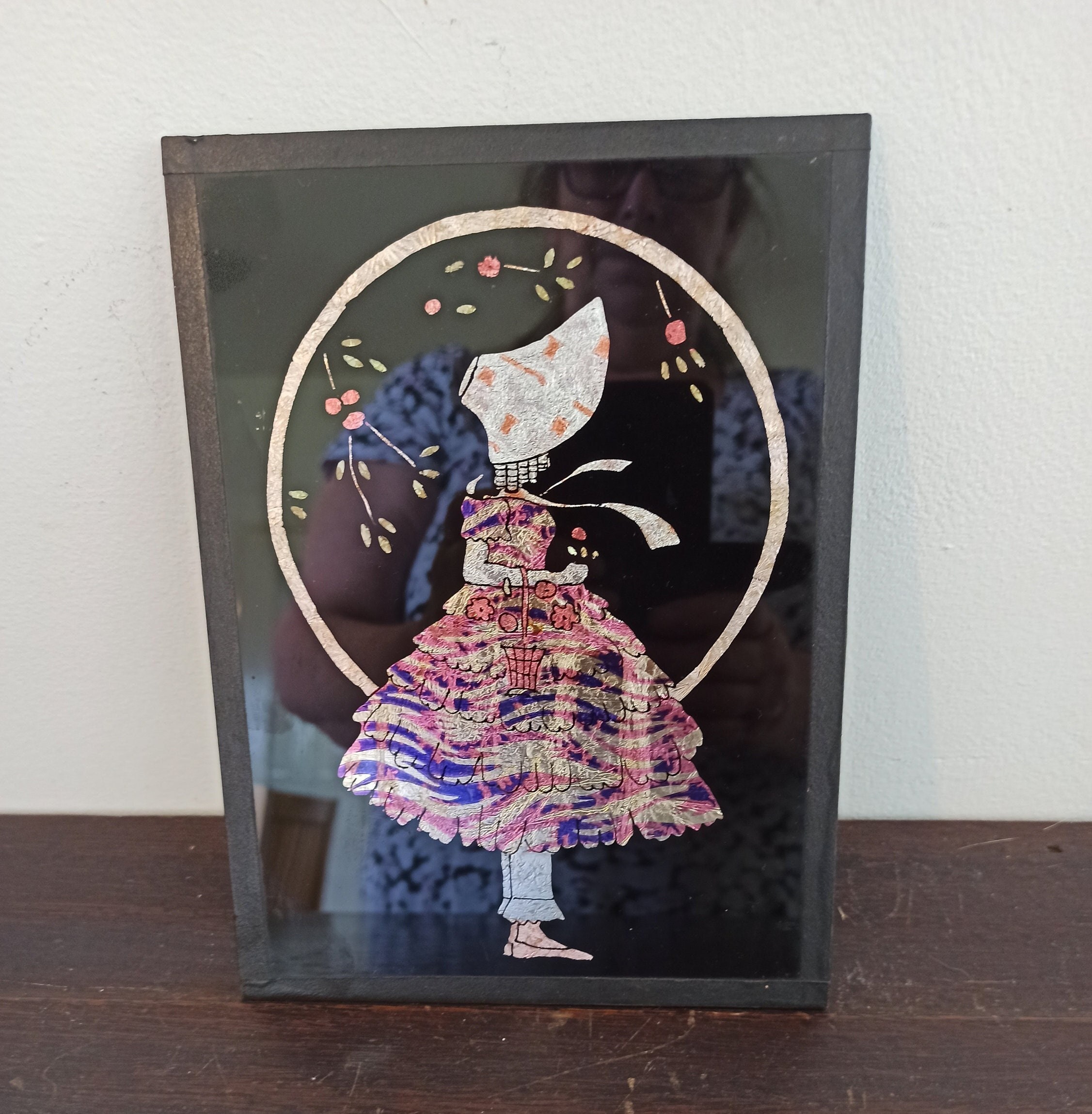 Vintage Foil Art Picture. Good Condition.