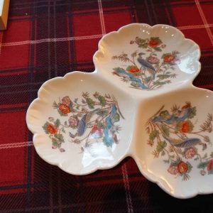 Rare Wedgwood Kutani Crane "Cloverleaf" Triple Tray M/S 5309 - with original box and booklet