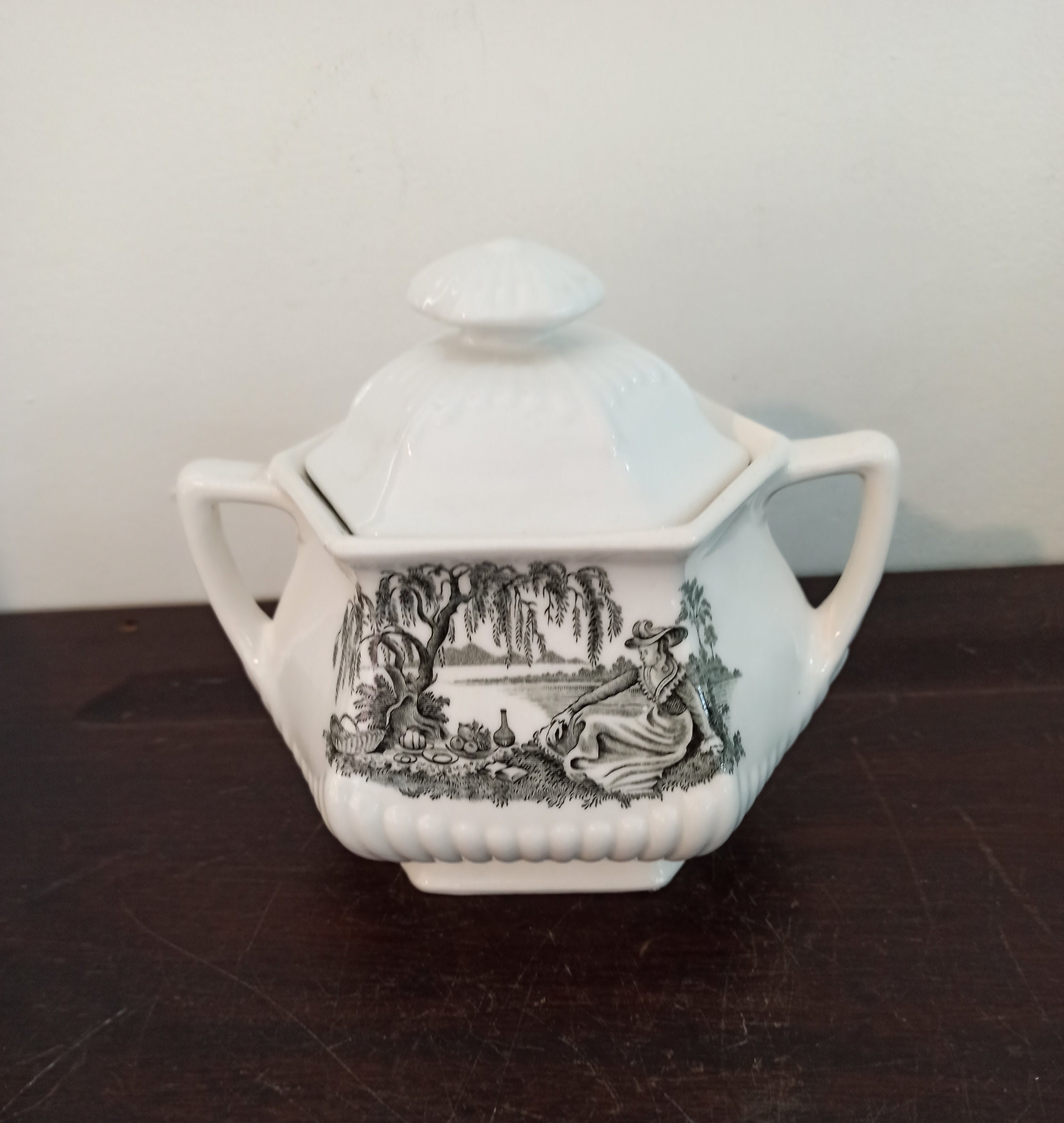 Vintage Lidded Sugar Bowls. Wm. Adams Minuet. Very Good condition.