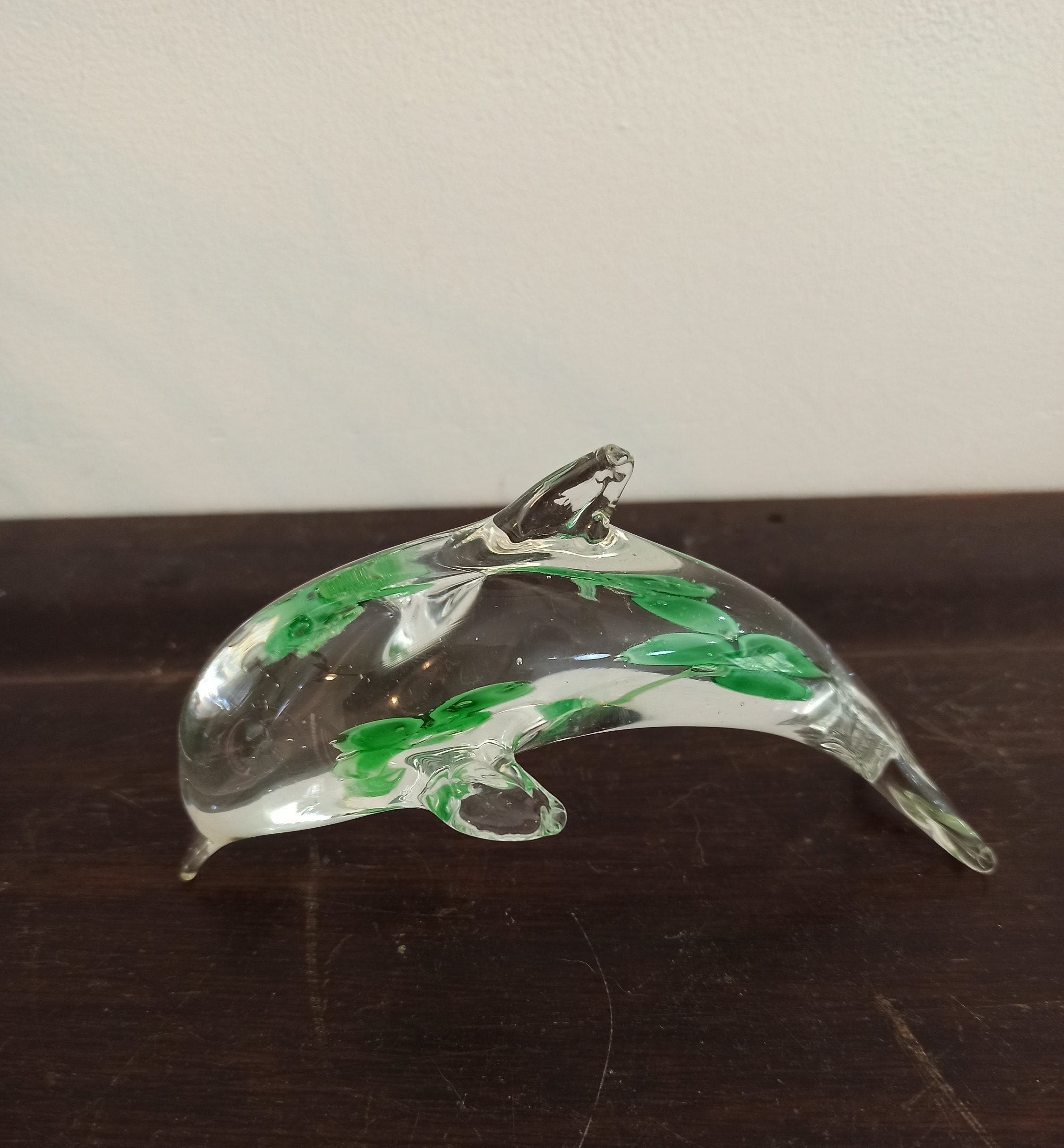Vintage Glass Dolphin Paperweight. Excellent Condition.