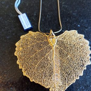 Vintage Gold Leaf Necklace. Attwood Collection. 22ct Gold Plated. Chain 42cm Long.