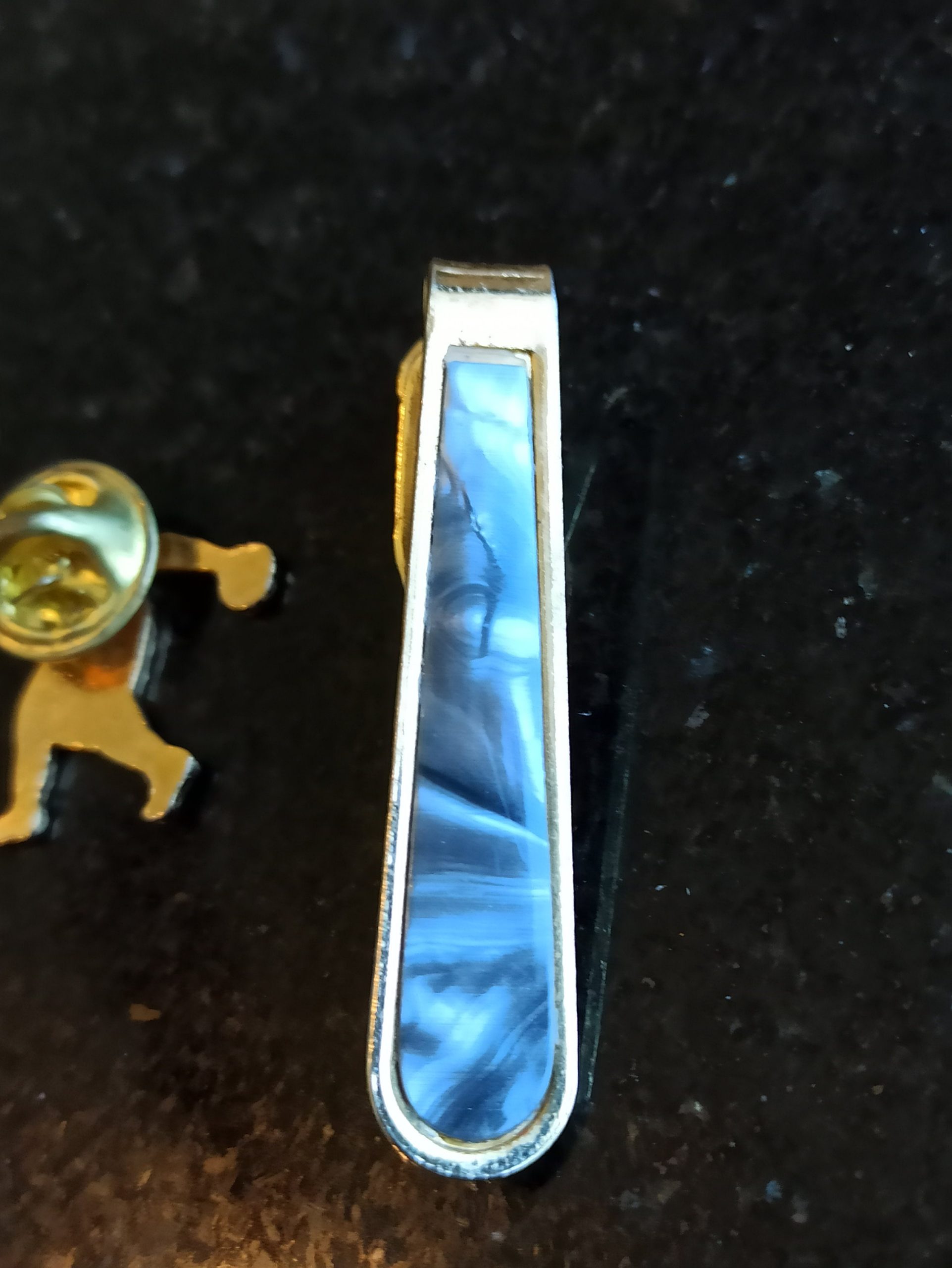 Vintage Tie Clip In The Shape of A Tie And Lapel Pin Woman Bowling. Very Good Condition. - Image 6