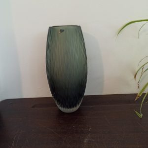 Caithness Green Barrel Vase. Excellent Quality. Excellent Condition. Heavy.