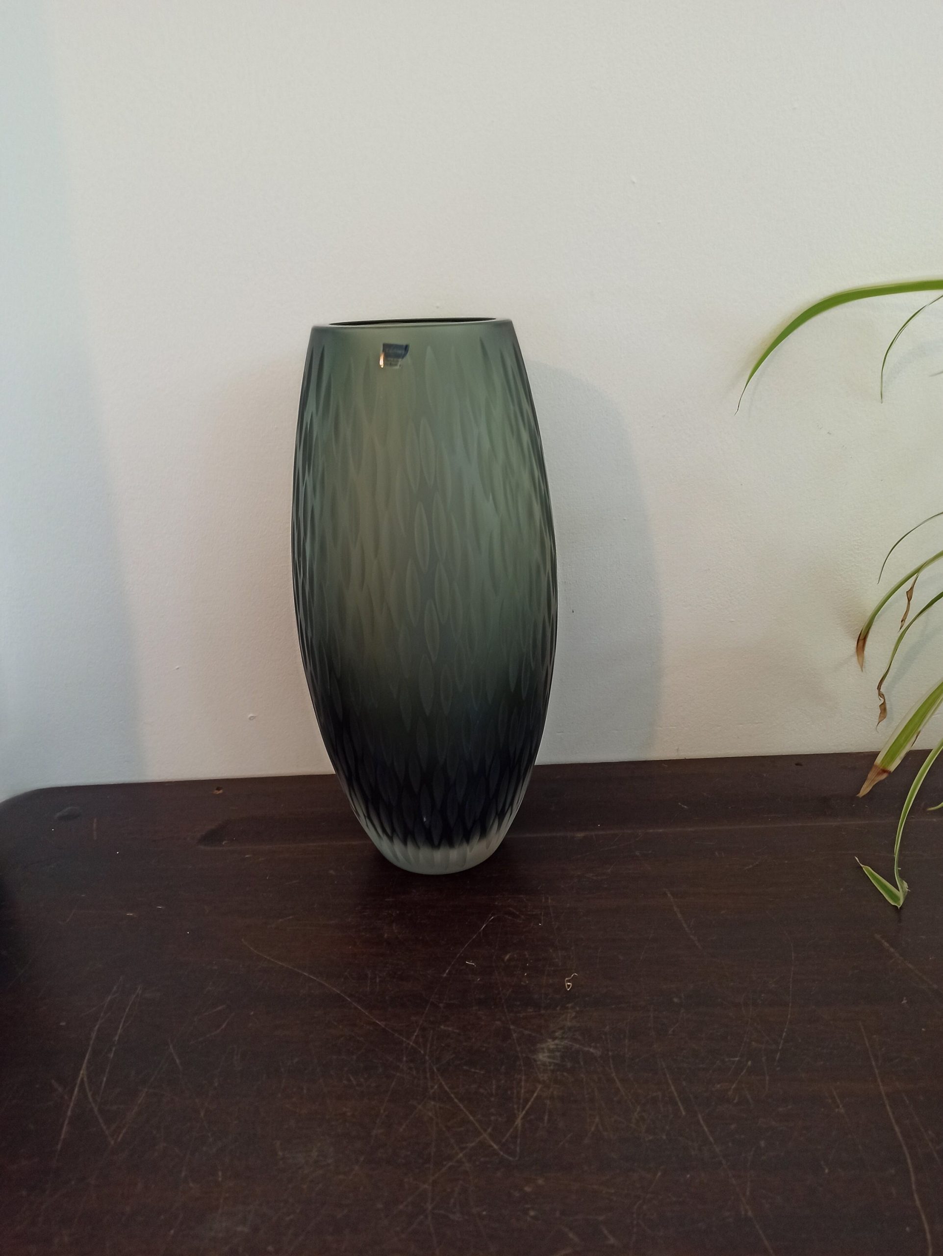 Caithness Green Barrel Vase. Excellent Quality. Excellent Condition. Heavy.