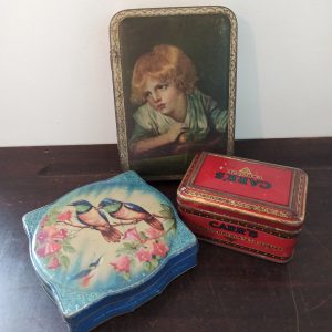 3 Vintage Tins. Cadbury 3 Queens, Mackintosh And Carrs Biscuits.