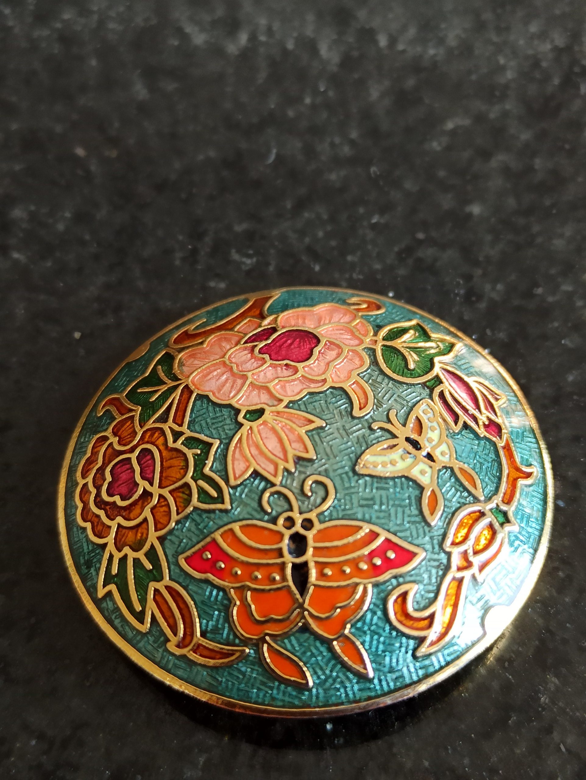 Vintage Brooches. Metal and Cloisonne Style. Costume Jewellery. Good Condition. - Image 6