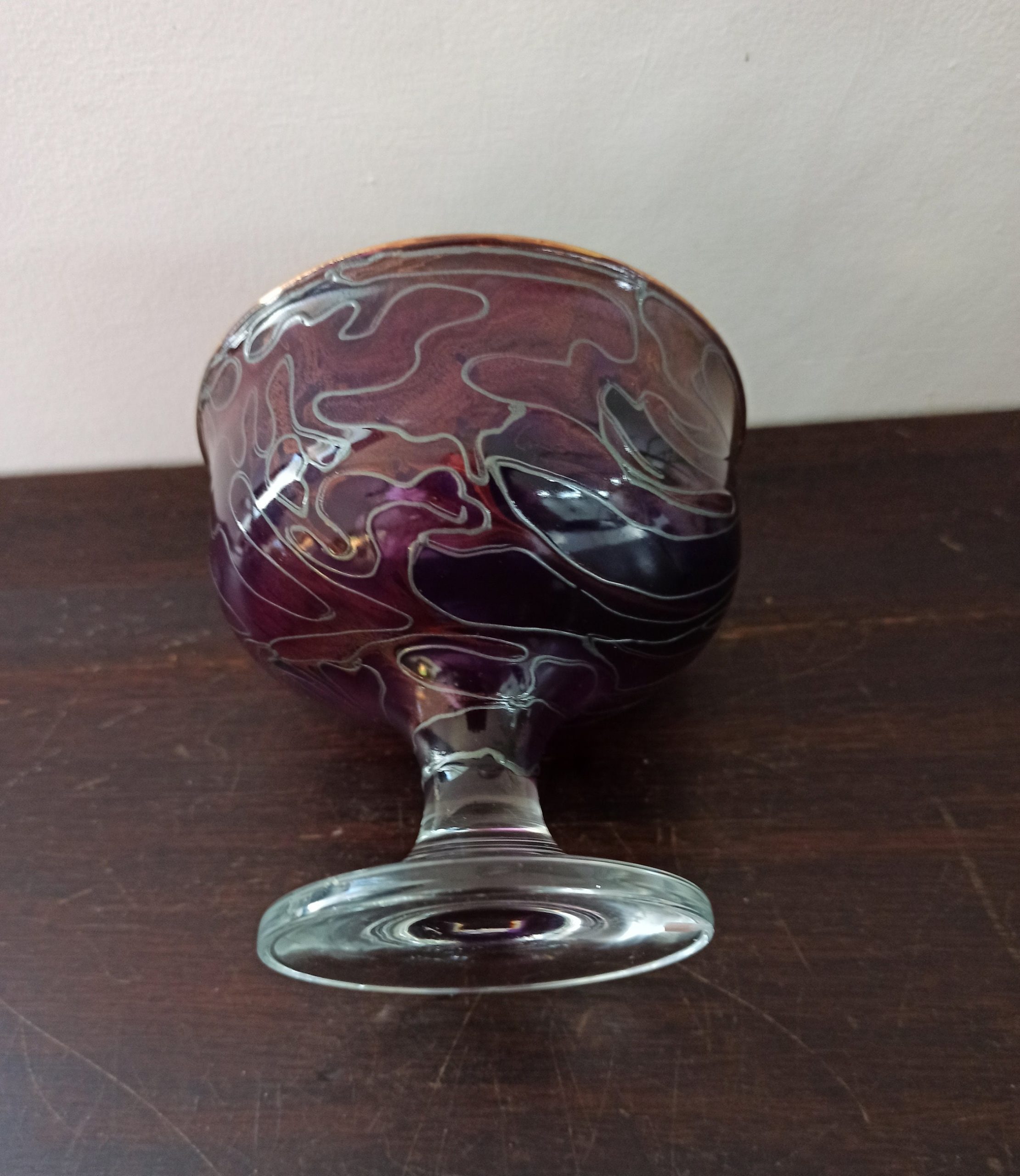 Vintage Art Glass Pedestal Dish. Excellent Condition.