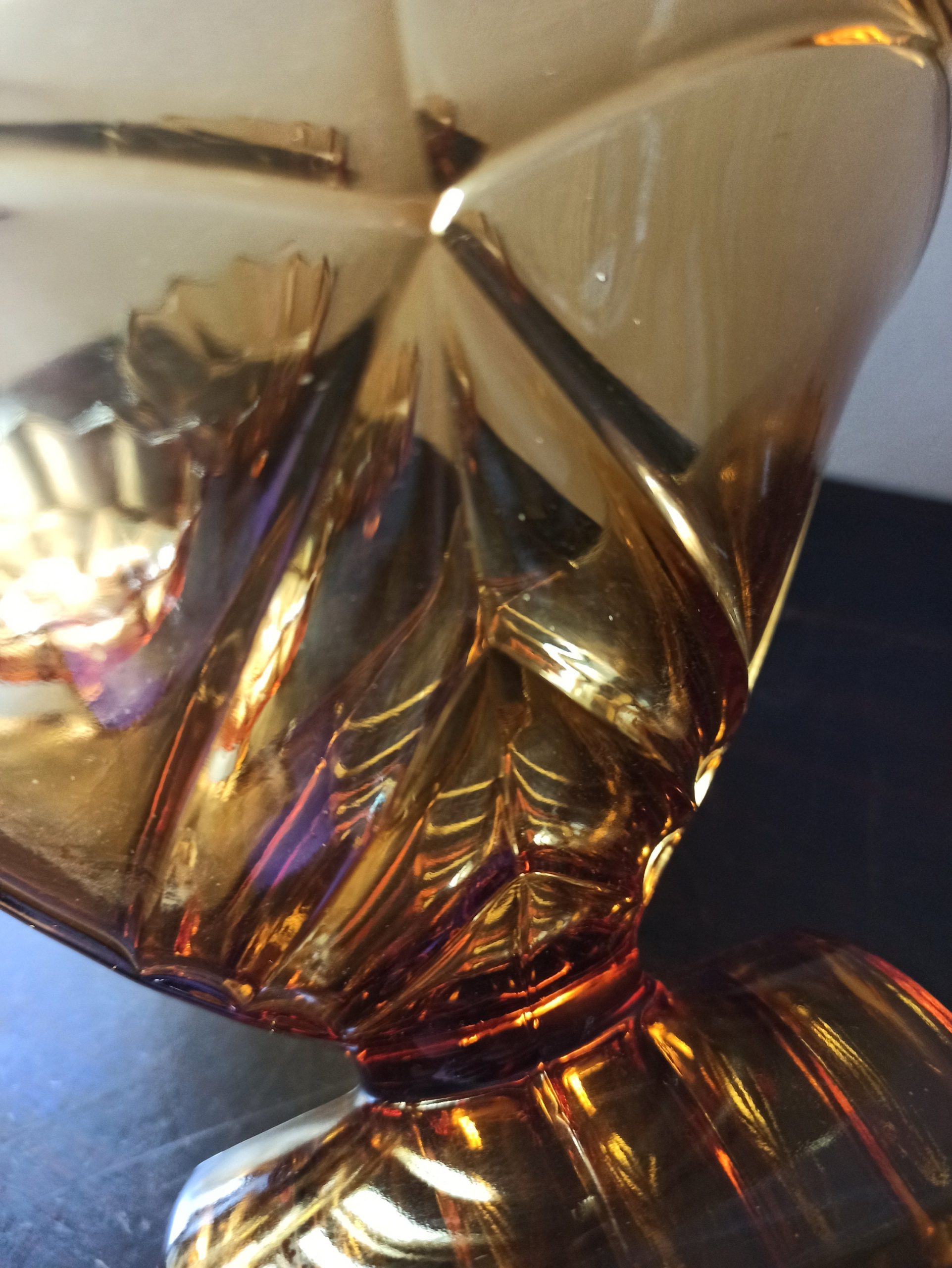 Vintage Amber Glass Serving Dessert Bowl And 6 Matching Glass Bowls. Excellent Condtion. - Image 9