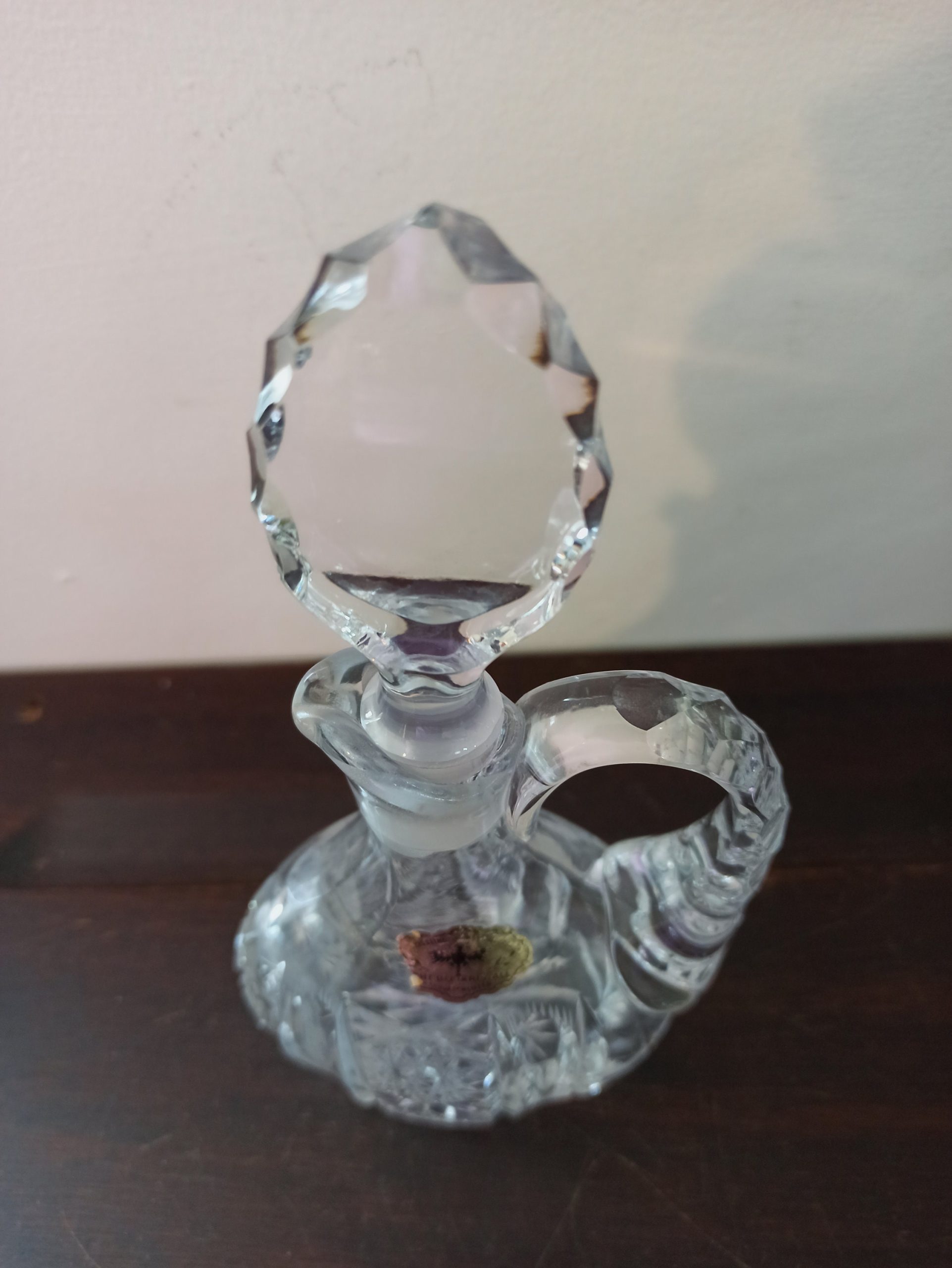 Vintage German Crystal Oil Pourer. Excellent Condtion. Original Label. - Image 2