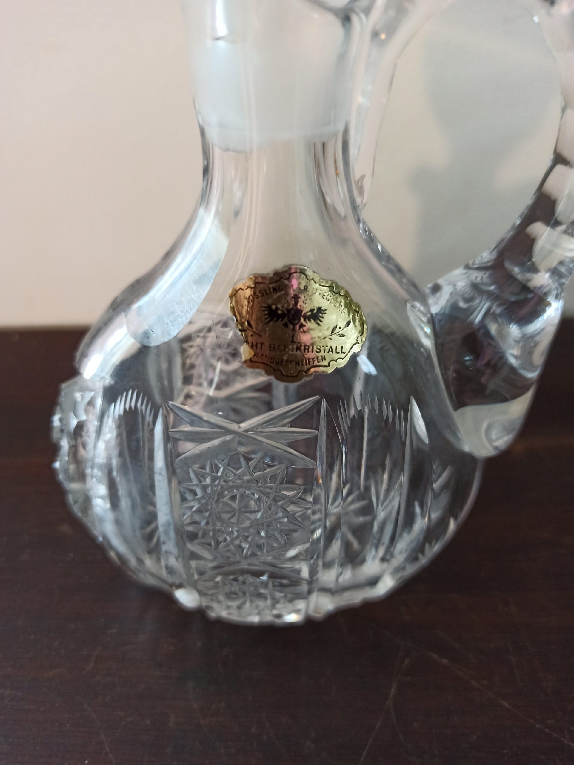 Vintage German Crystal Oil Pourer. Excellent Condtion. Original Label. - Image 4