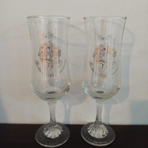 Pair of Golden Wedding Aniversary Champagne Flutes. Very Good Condtion.