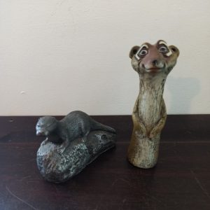Vintage MeerKat and Otter On a Rock Ornaments. Very Good Condition.