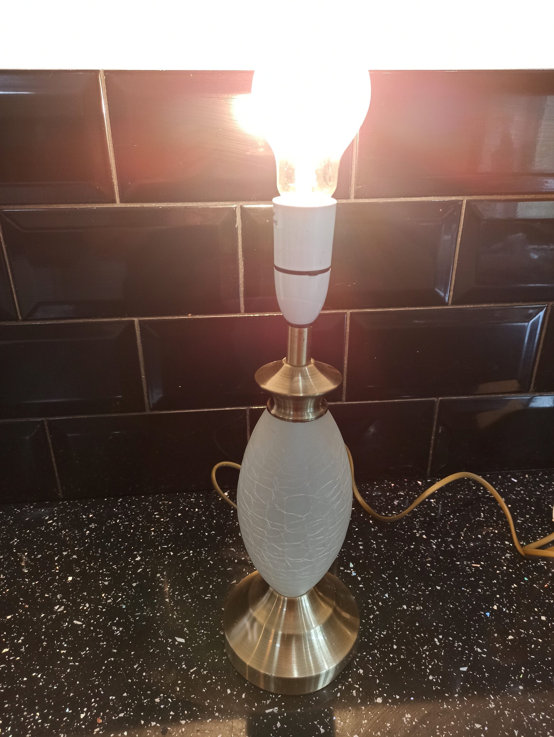 Vintage Frosted Glass Crackle Glazed Table Lamp. - Image 9