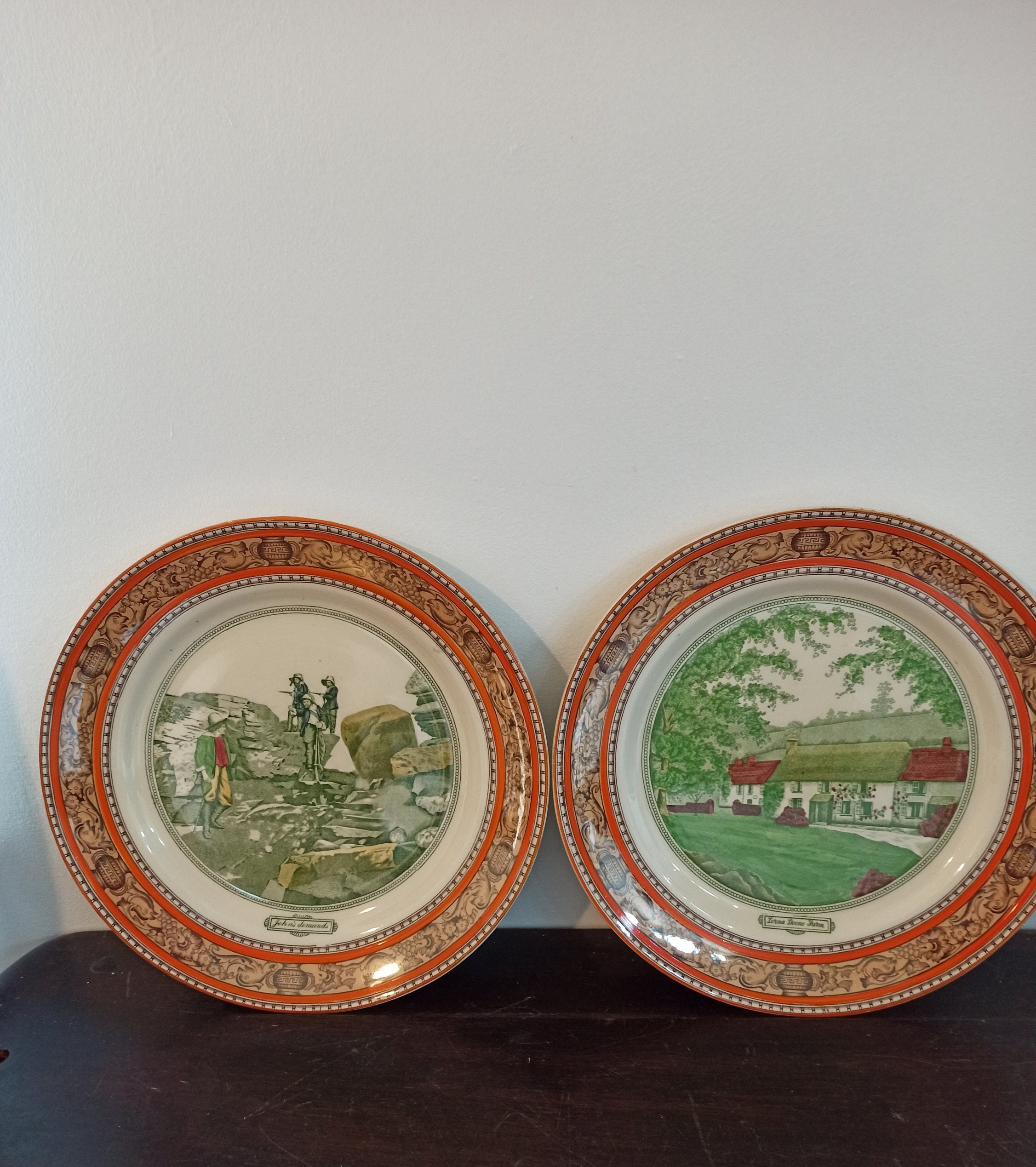 A Pair of Lorna Doone Plates By Adams Pottery. 1910s