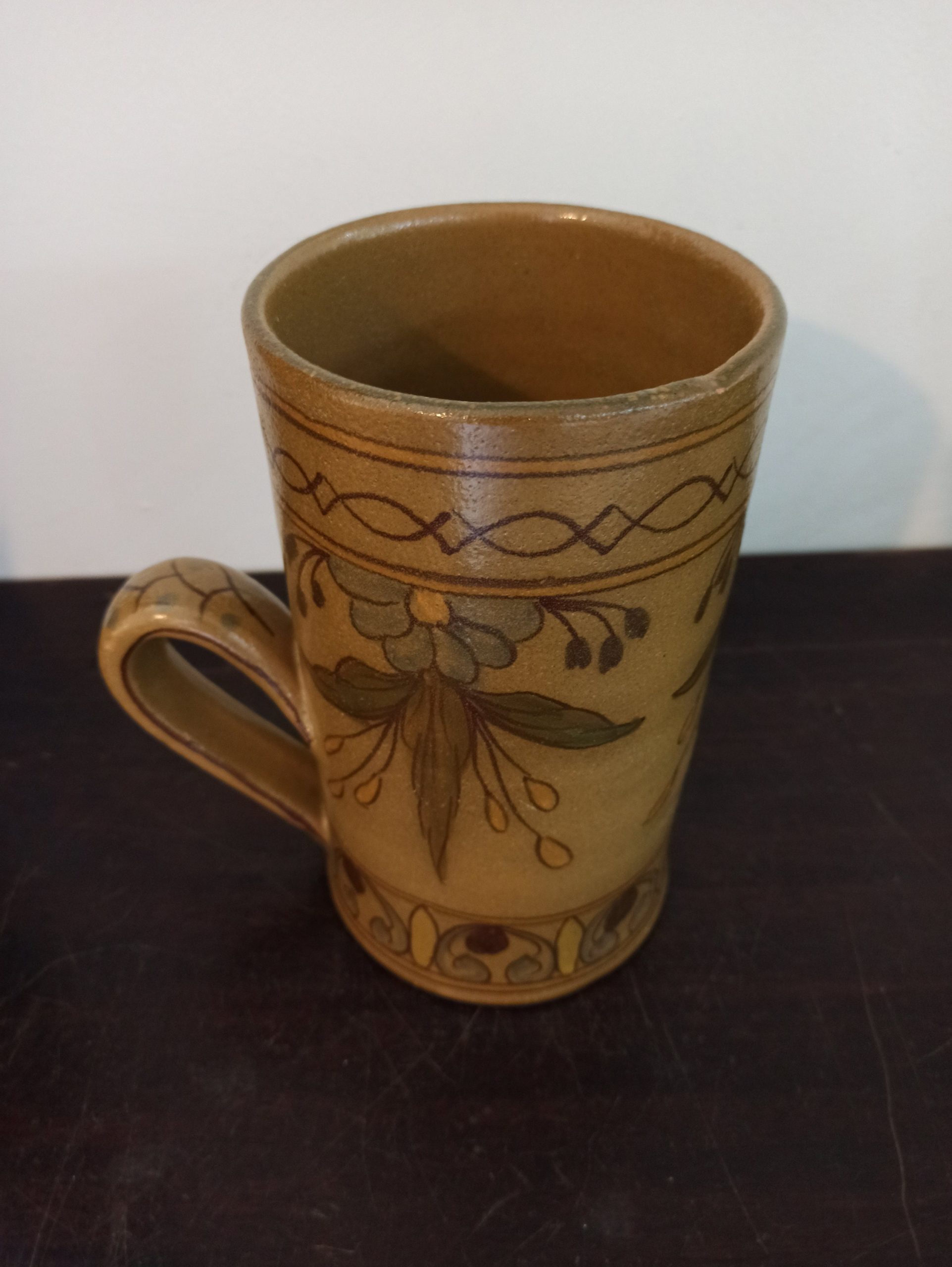 Vintage Pottery Tankard. Very Tall. Heavy. Decorative. Very Good Condition. - Image 4