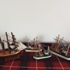 Set of 4 Model Sailing Ships. Good Condition.