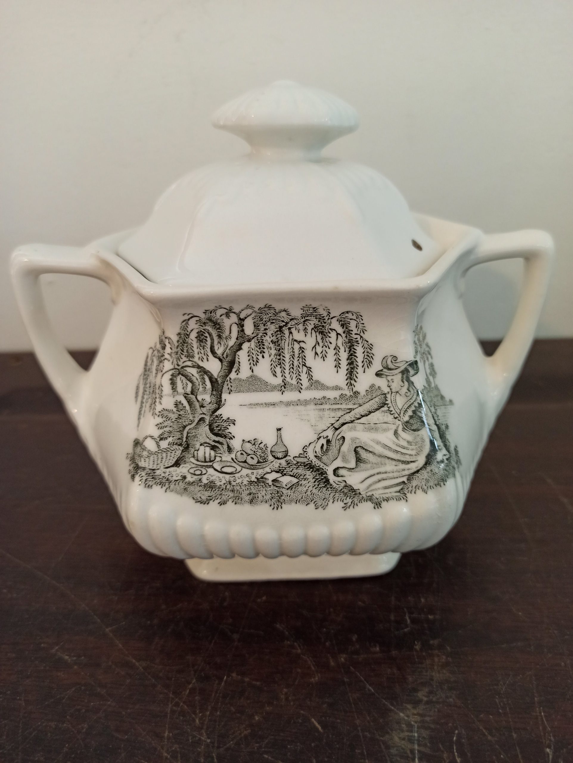 Vintage Lidded Sugar Bowl. Wm Adams. Minuet. - Image 2