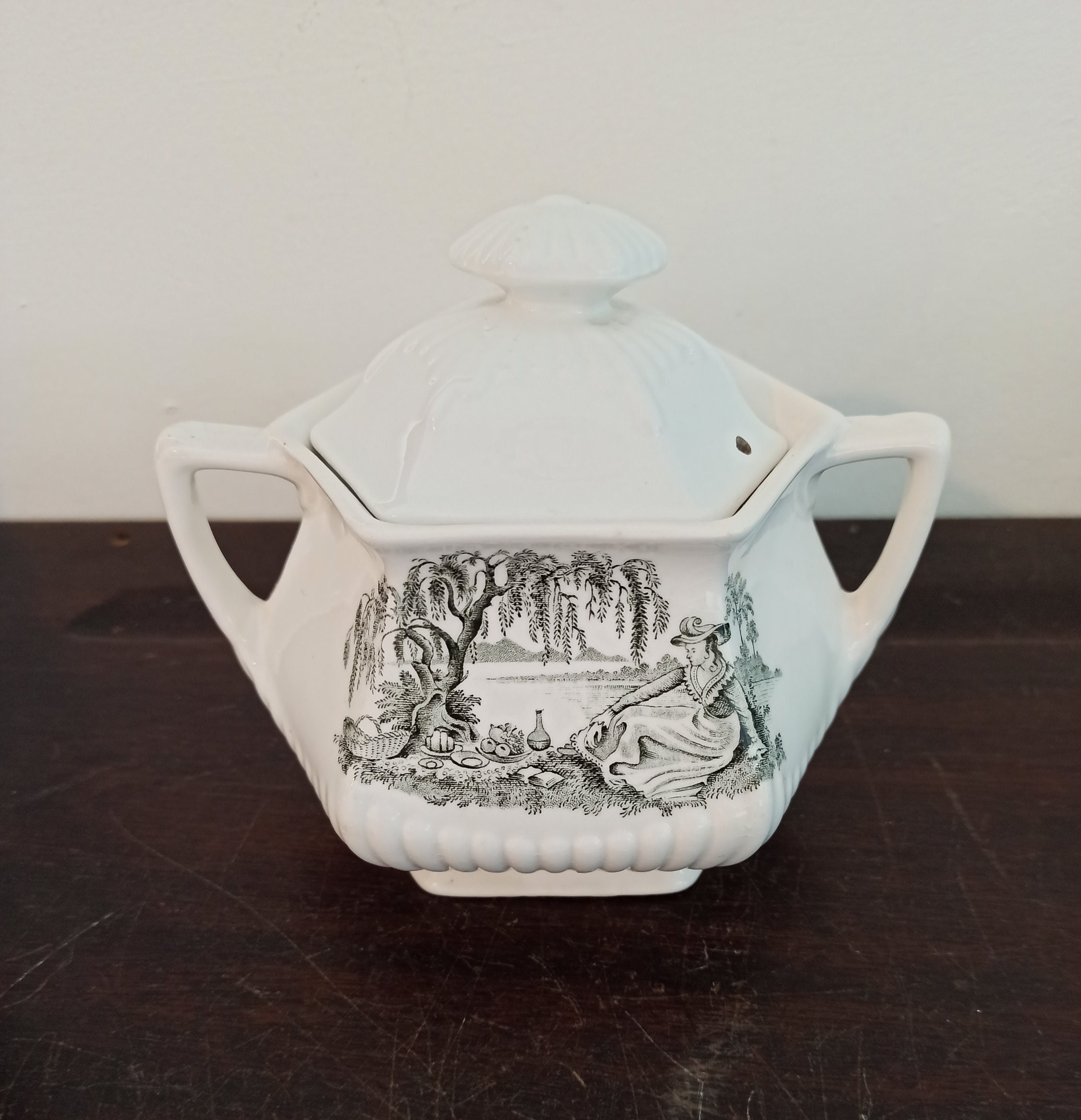 Vintage Lidded Sugar Bowl. Wm Adams. Minuet.