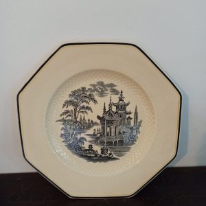 Royal Doulton Cabinet Plate. Hexagon Shaped. Black And Cream. Very Good Condition.