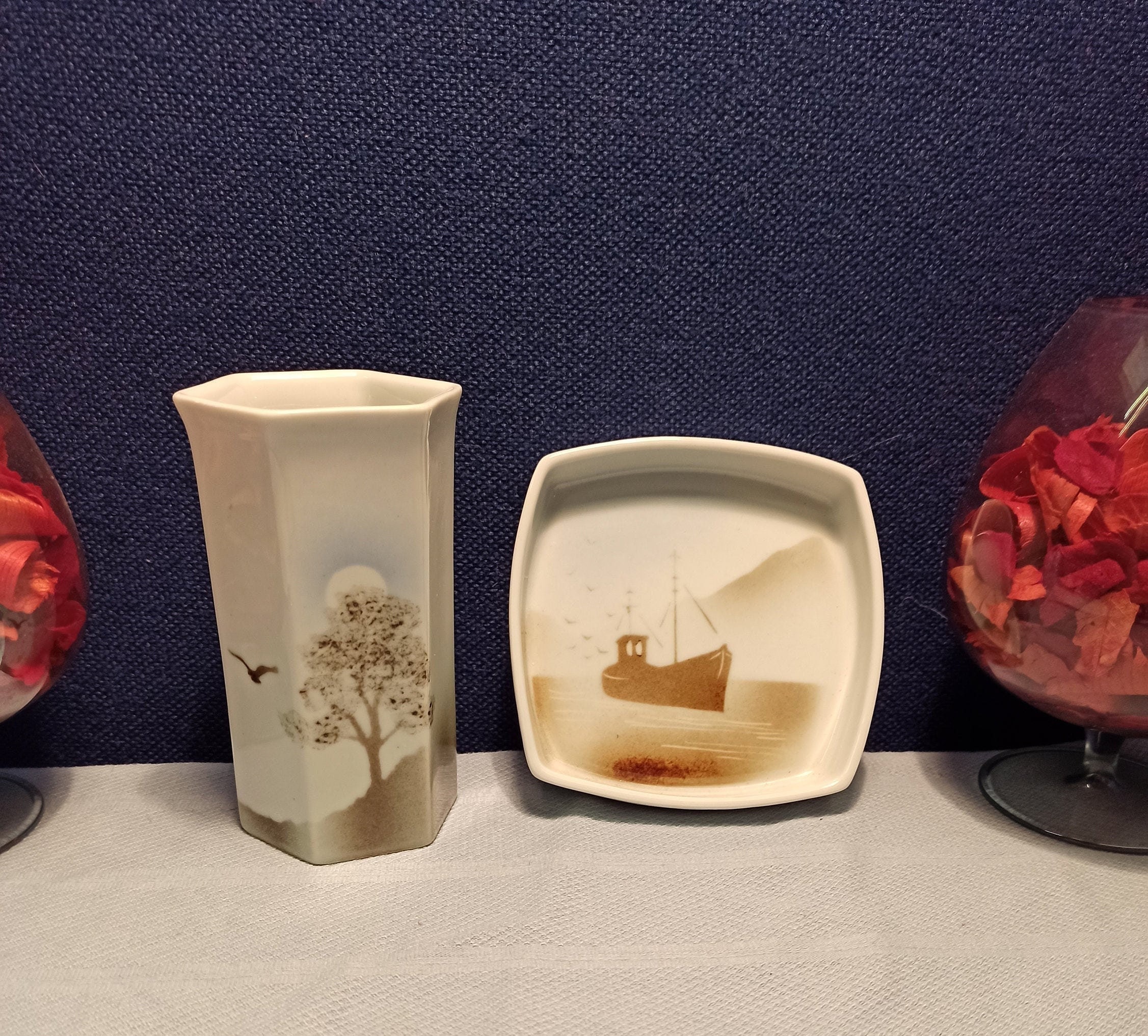 Highbank Porcelain Small Vase and Trinket Tray - Excellent Condition