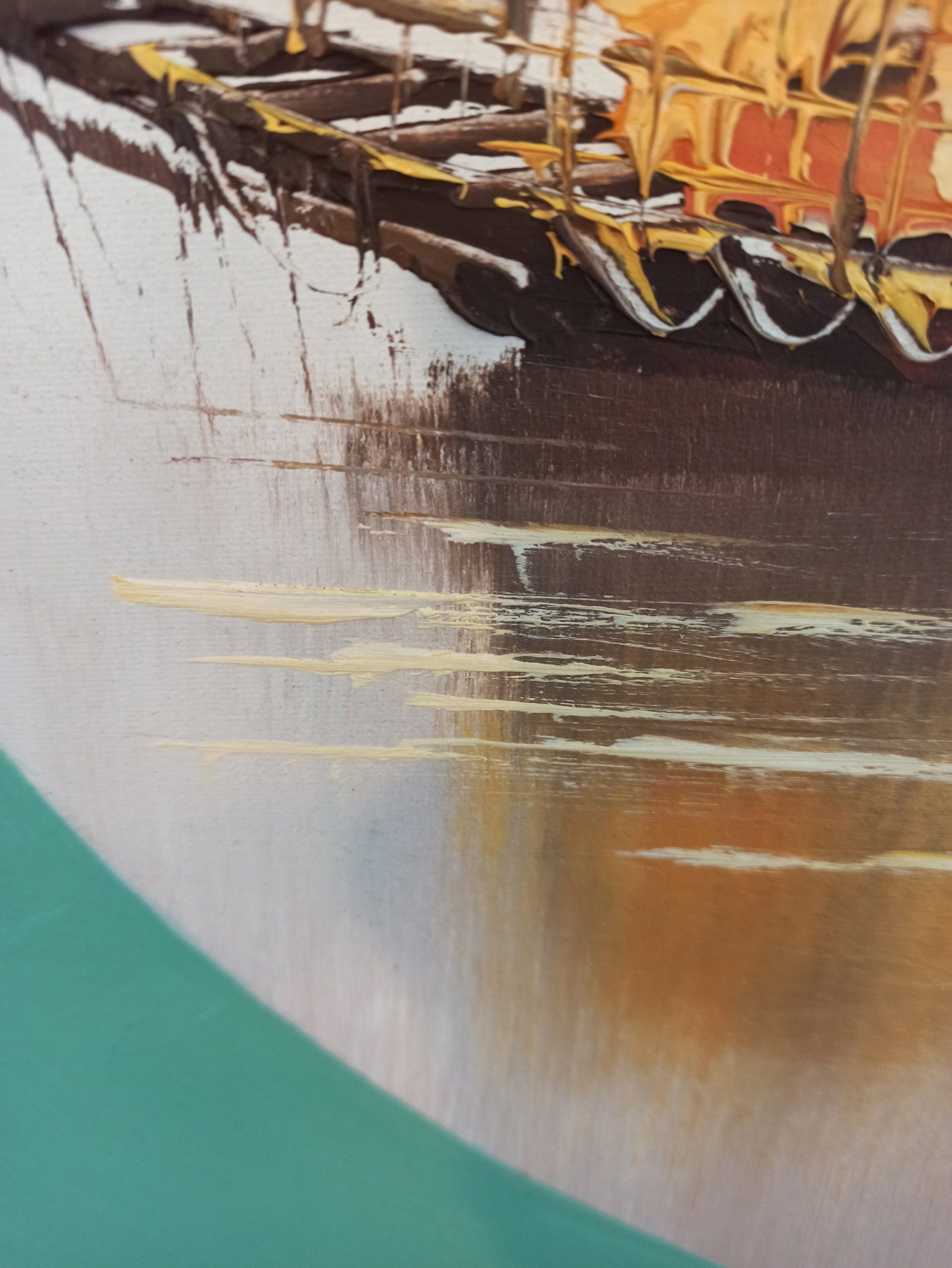 Vintage Chinese Junk Boat on Lake - Framed Wall Picture. Chansing. On Paper With Board Back. - Image 5