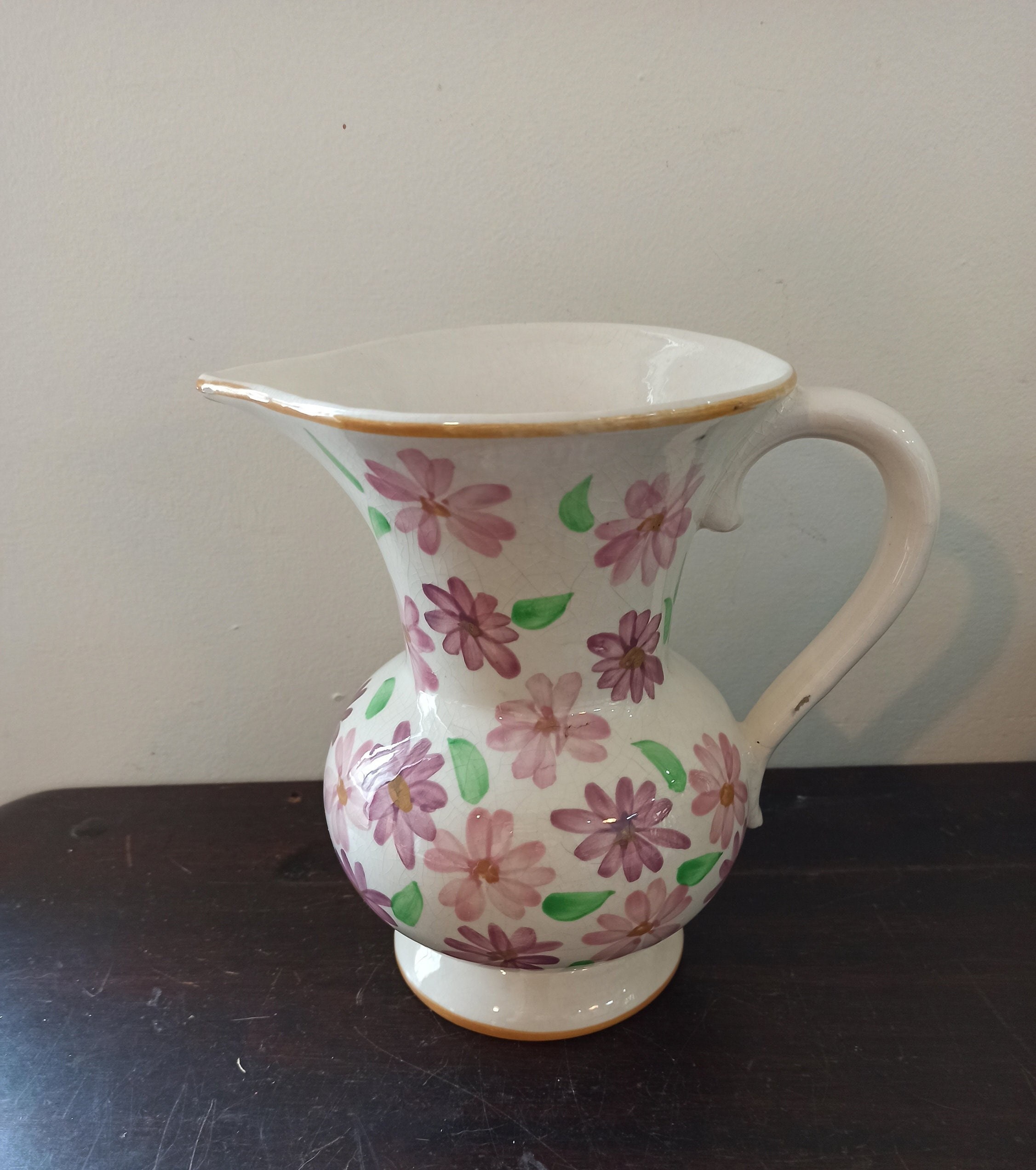 Vintage Urbach Style Floral Jug Vase. Good Condition. 18.5cm Tall