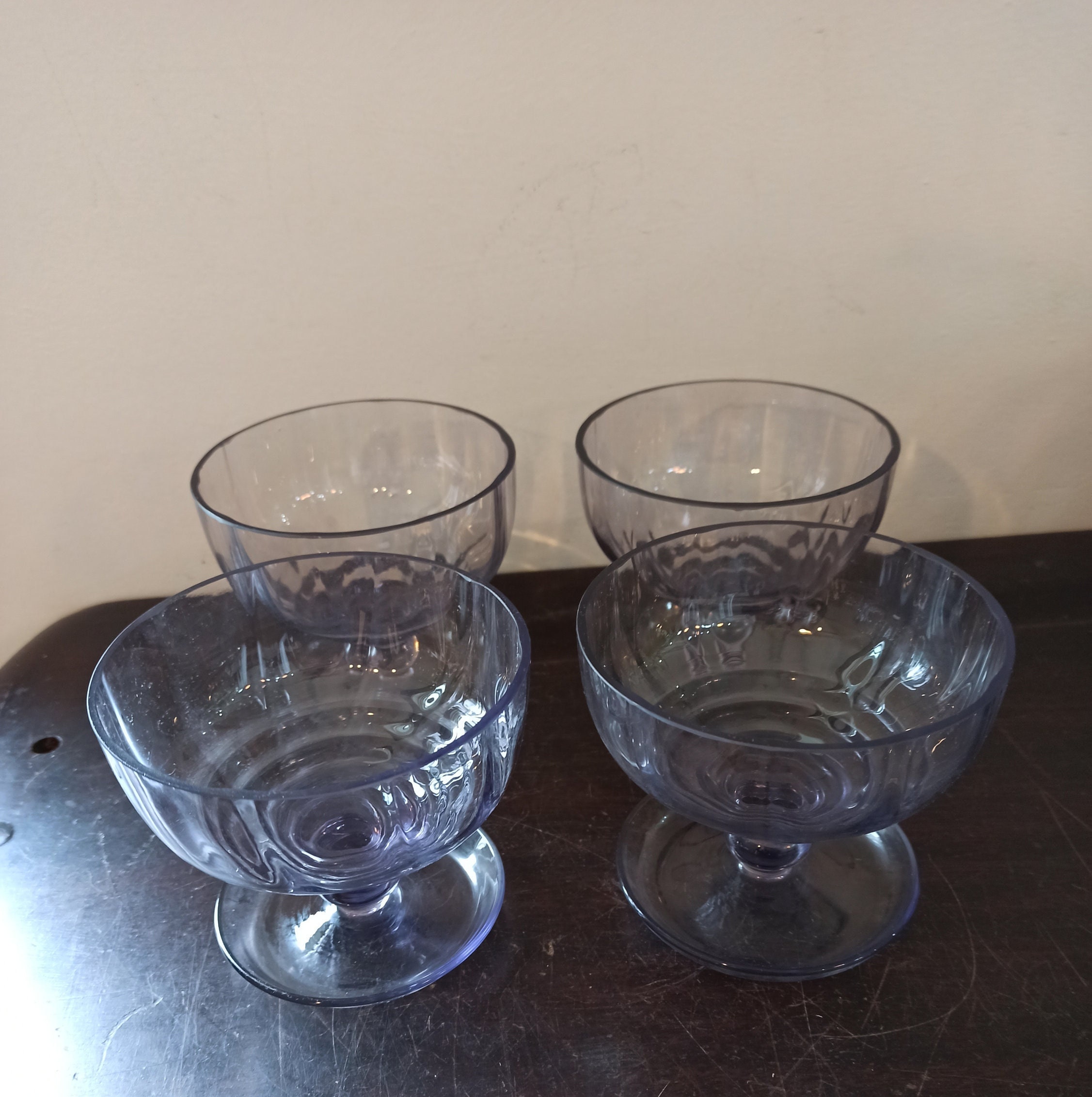 Vintage Purple Pedestal Glass Fruit Dishes. Good Condition.
