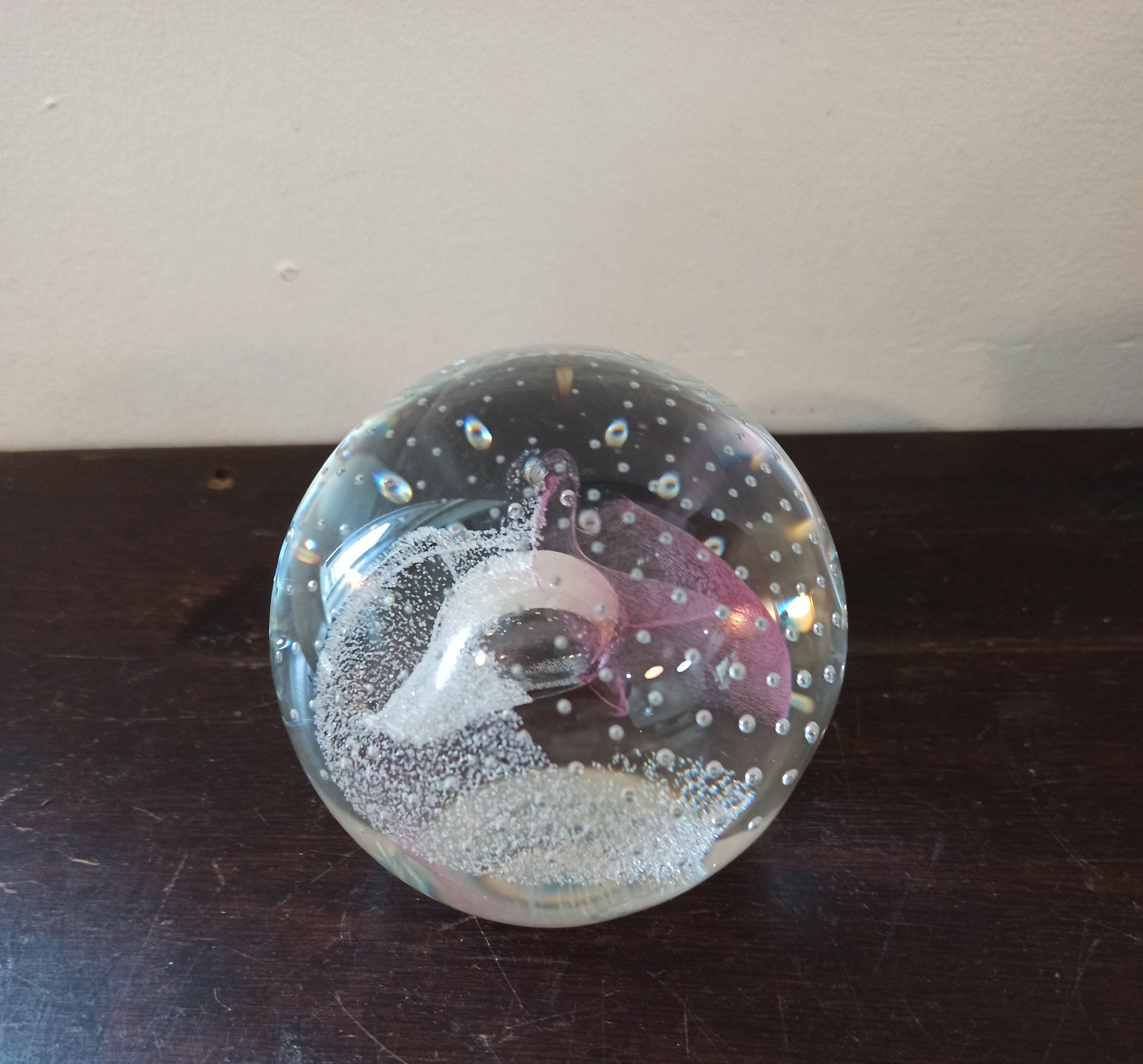 Pink Caithness Paperweight. "Pink Champagne" Vintage. Excellent Condition.