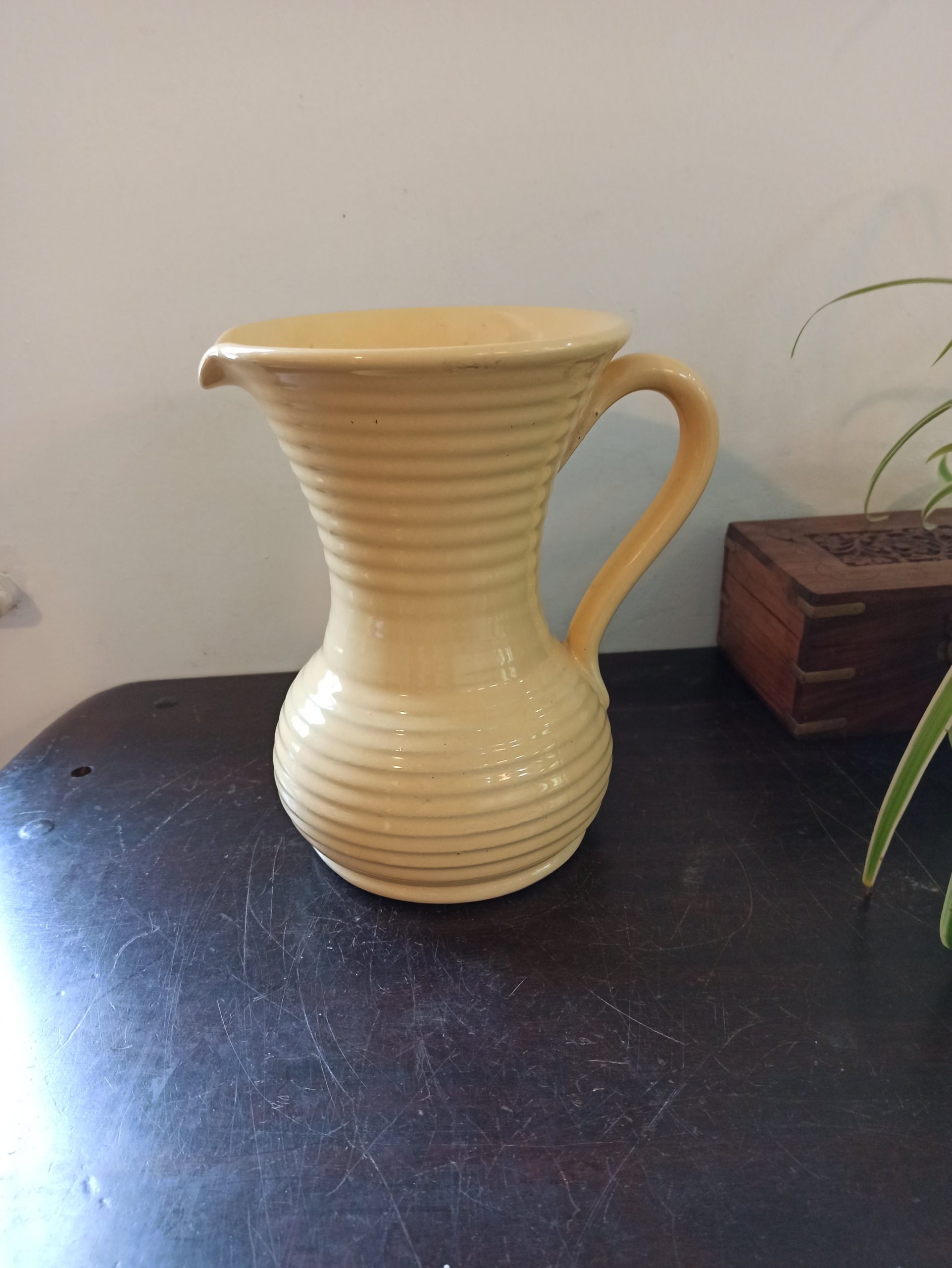 Yellow Ribbed Jug Vase. Lovatt. 1960s. - Image 2