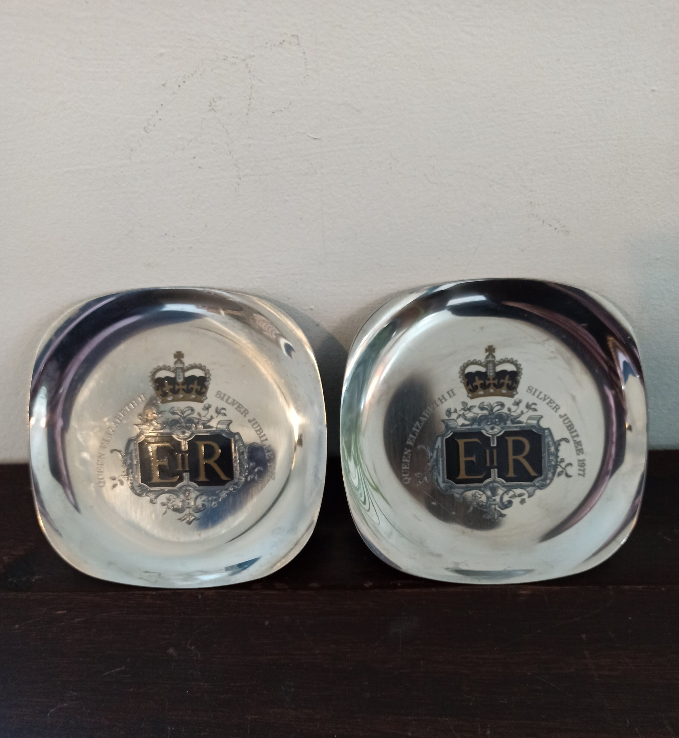 Two Queen Elizabeth II Silver Jubilee Pin Dishes. 1977. Arthur Price.