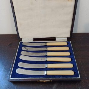 Set of 6 Butter / Table Knives. Boxed. Vintage. James Allen of Staffordshire.