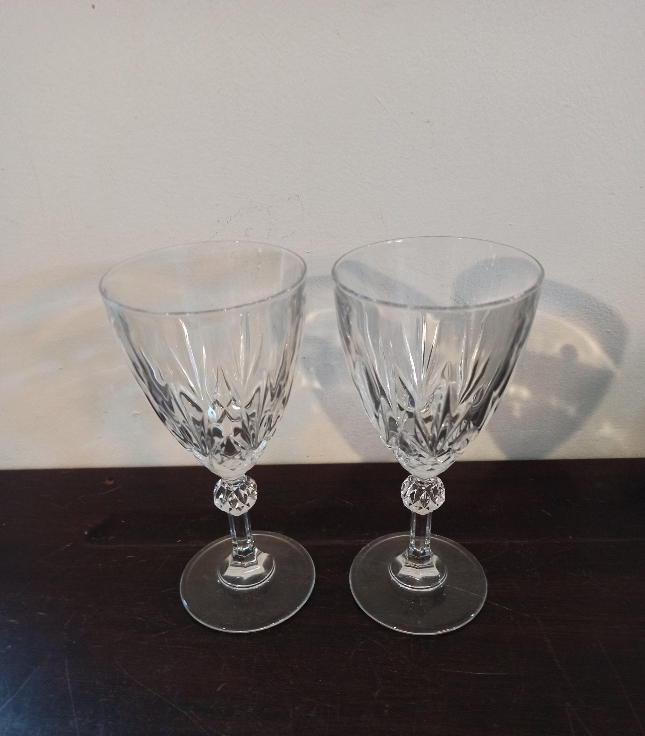 A Pair of Lead Crystal Small Wine Glasses. Excellent Condition.