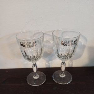 A Pair of Vintage Silver Wedding Sherry Glasses. Very Good Condition.