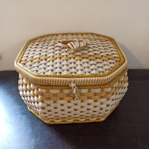Vintage Ratan Style Sewing Box Including Contents.