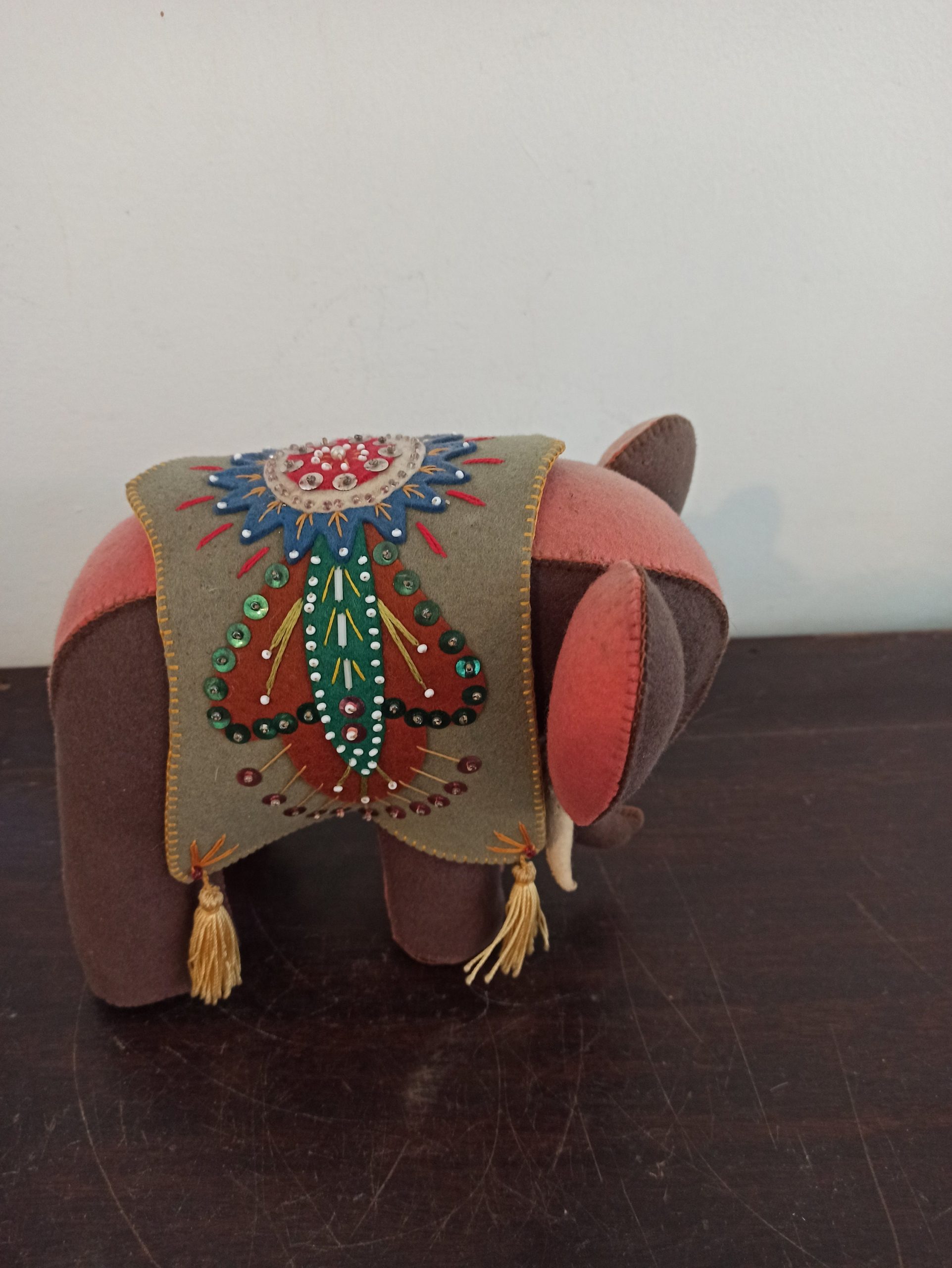 Handmade Vintage Felt Elephant. Good Condition. - Image 4