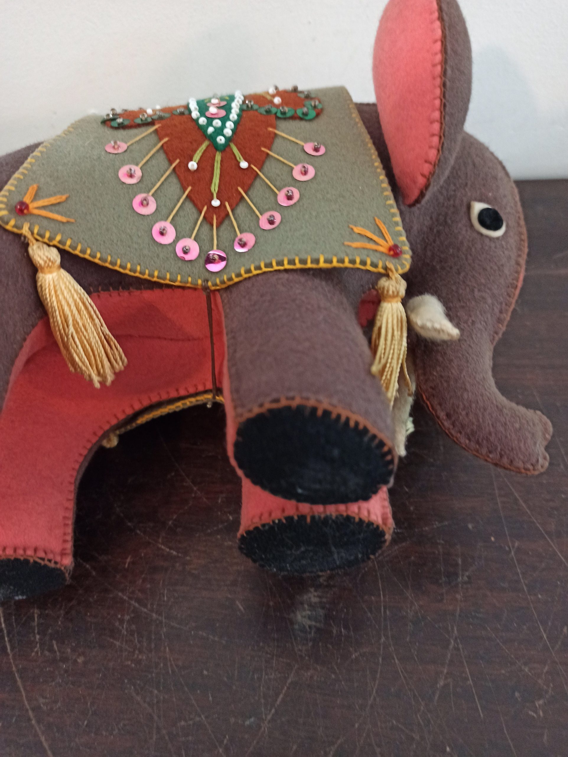 Handmade Vintage Felt Elephant. Good Condition. - Image 5