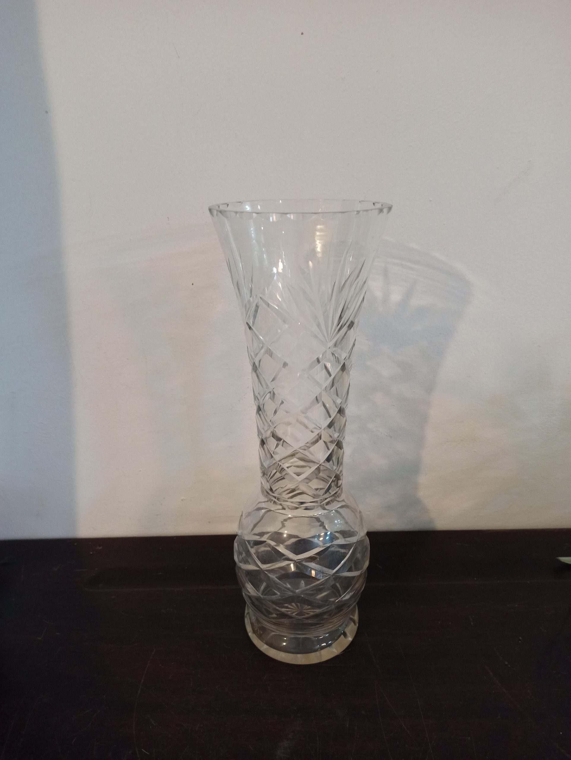 Tall Vintage Glass Clear Vase. Very Good Condition.