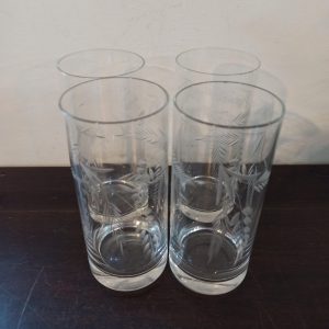 Set of 4 Etched Straight Glasses.