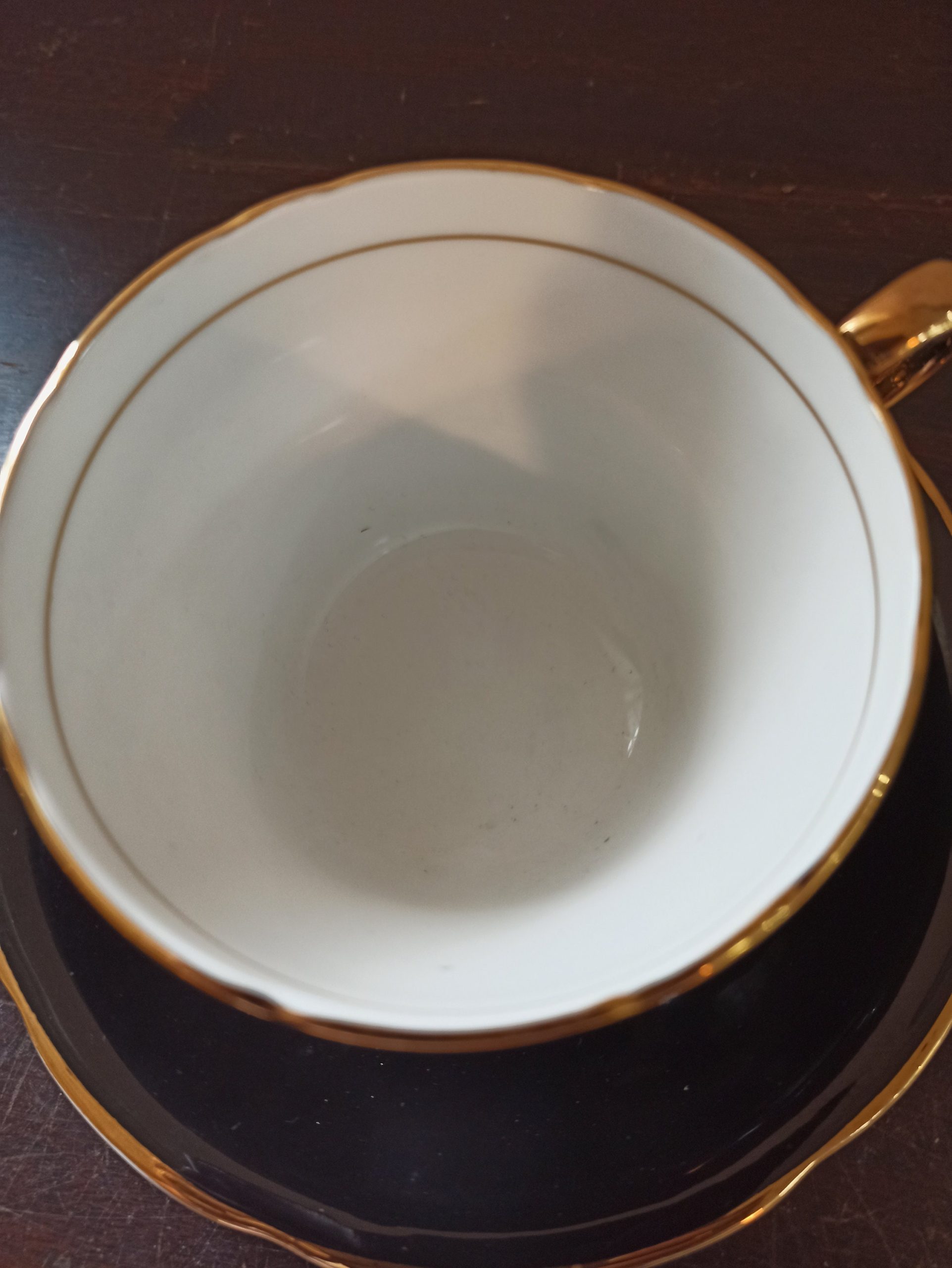 Two Edwardian Cups and Saucers, Black and Green With Gold Edge - Bone China - Image 4