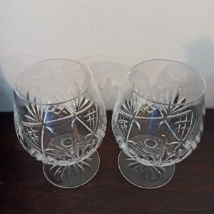 A Pair of Vintage Lead Crystal Brandy Glasses.