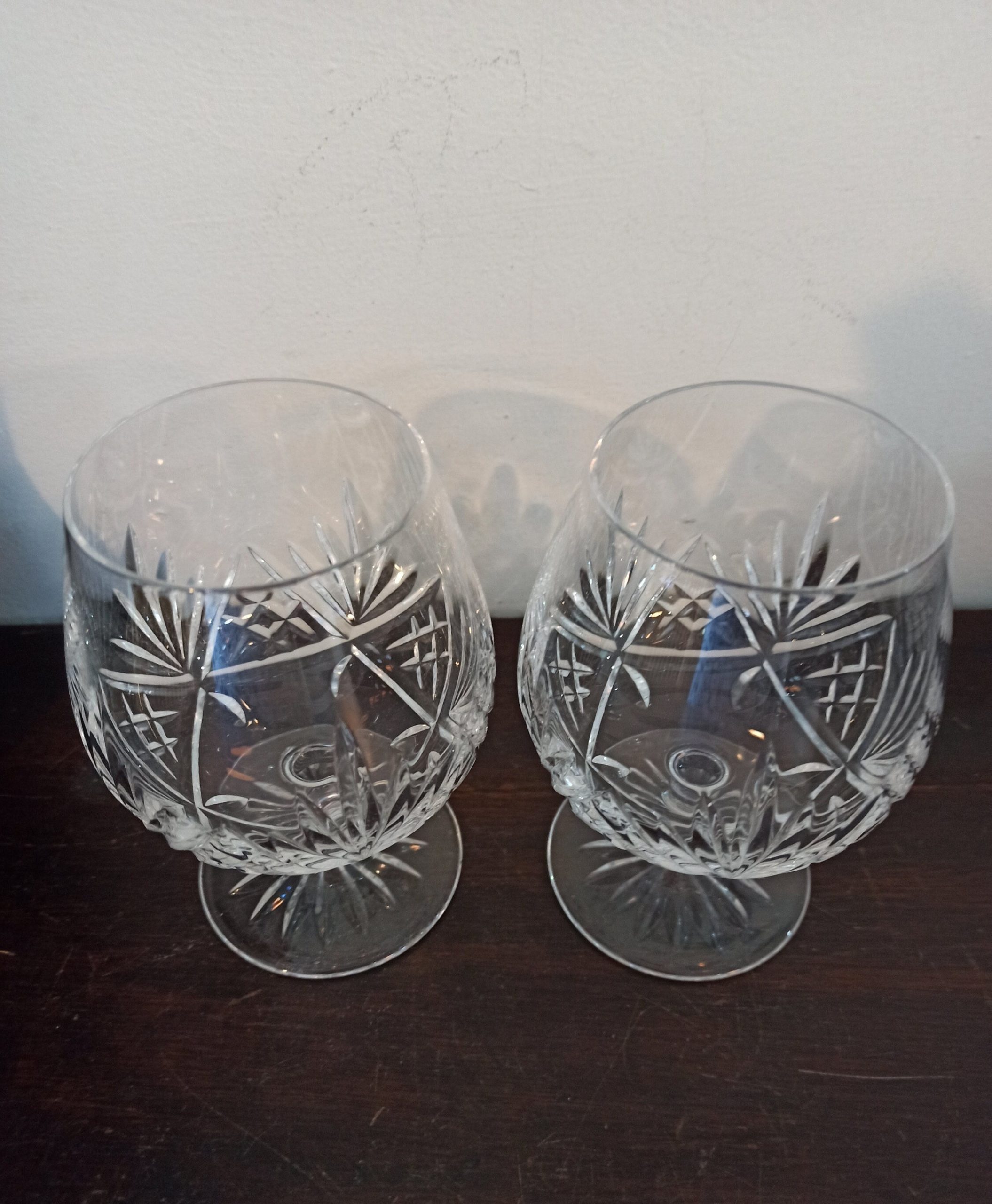 A Pair of Vintage Lead Crystal Brandy Glasses.
