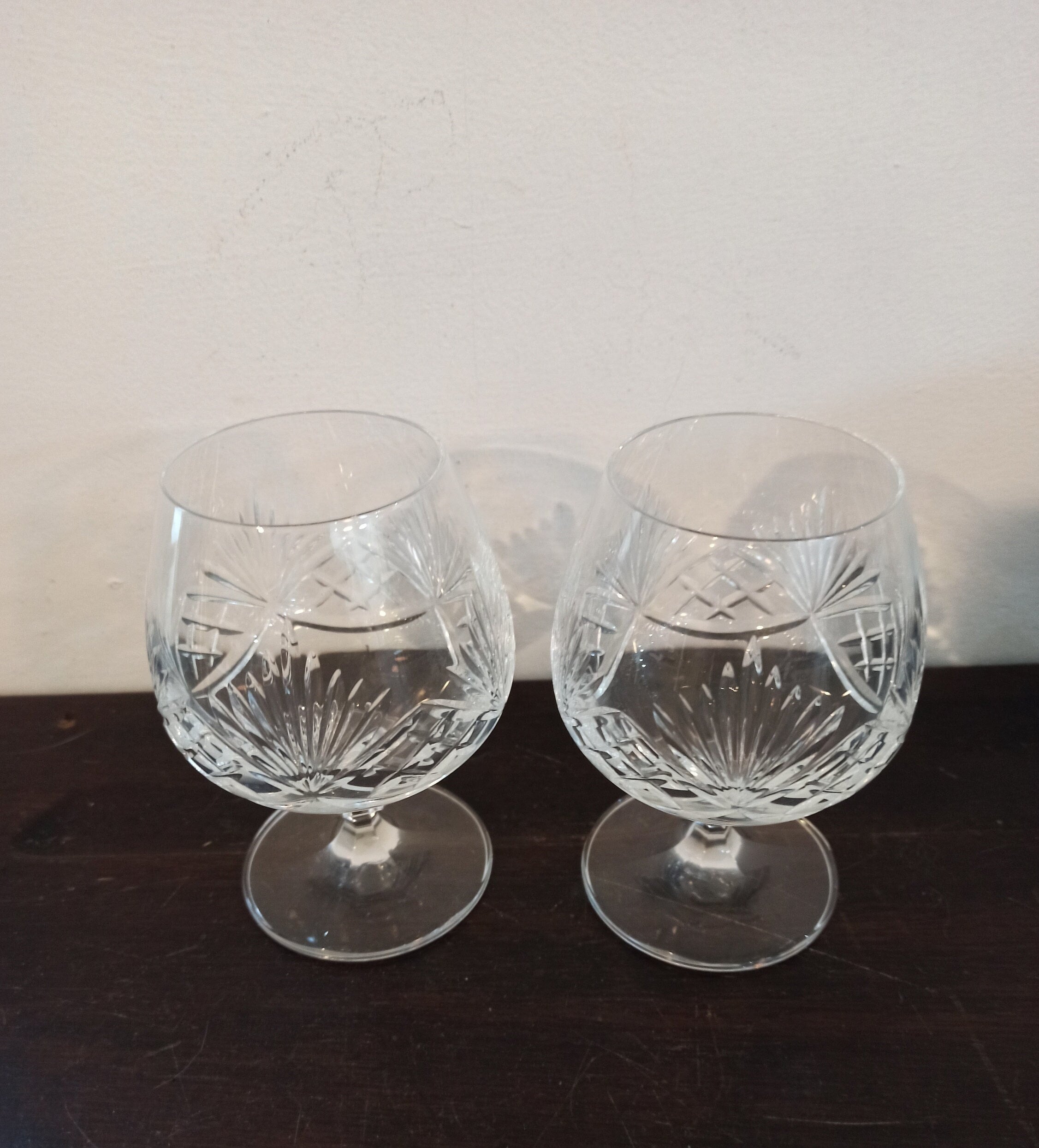 Vintage Pair of Lead Crystal Brandy Glasses. Excellent Condition.